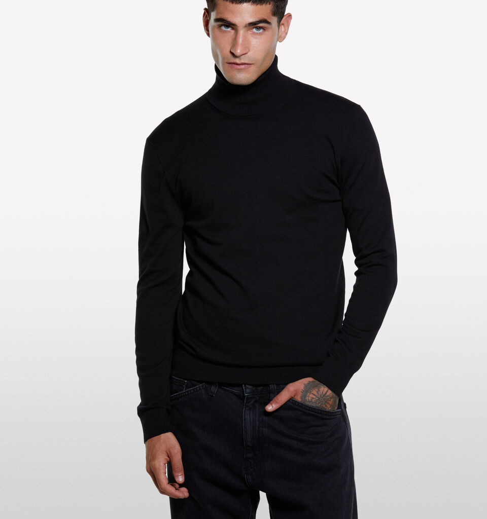 Pull noir à col montant - pulls col montant pour homme - Noir | Sisley image number 3